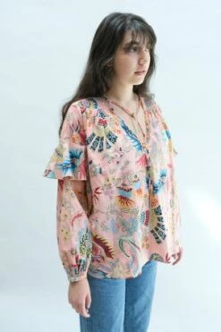 Rachel ComeyWillow Top - Peach Tapestry Floral