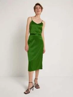 LaniusSatin Silk Skirt - Dark Fern